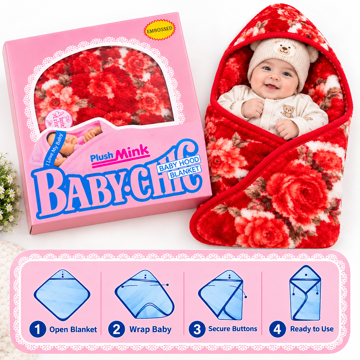 Plush Mink Baby Hood Blanket
