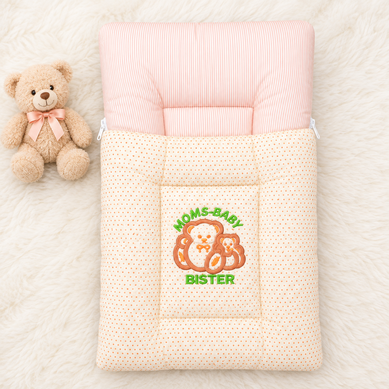 Moms & Baby Bister Striped Baby Sleeping Bag – Soft Cotton Carry Nest