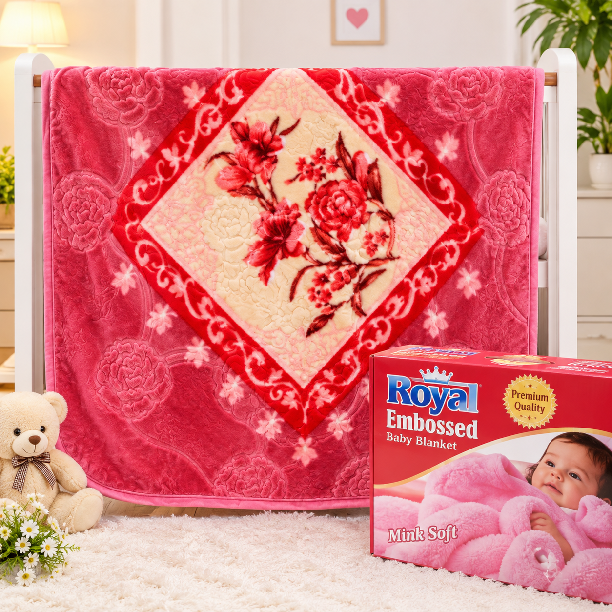 Royal Embossed baby blanket for winter warm comfy beautiful prints and colour embossed
