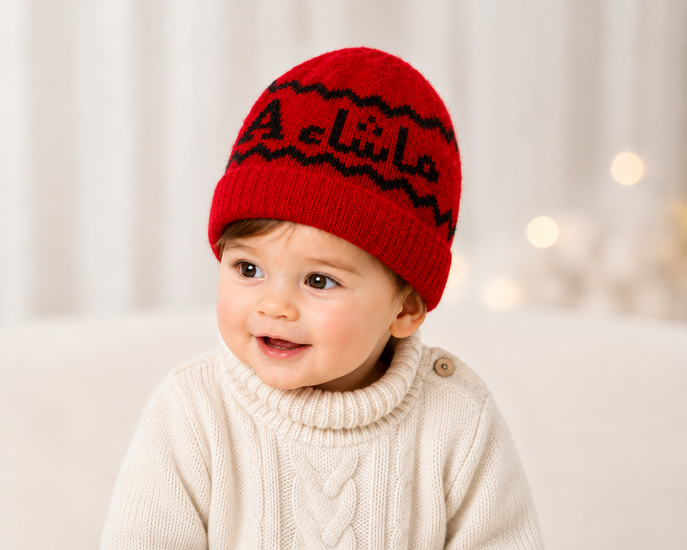 MashaAllah Arabic Knit Baby Beanie – Warm Winter Pom-Pom Hat , Pack Of 2