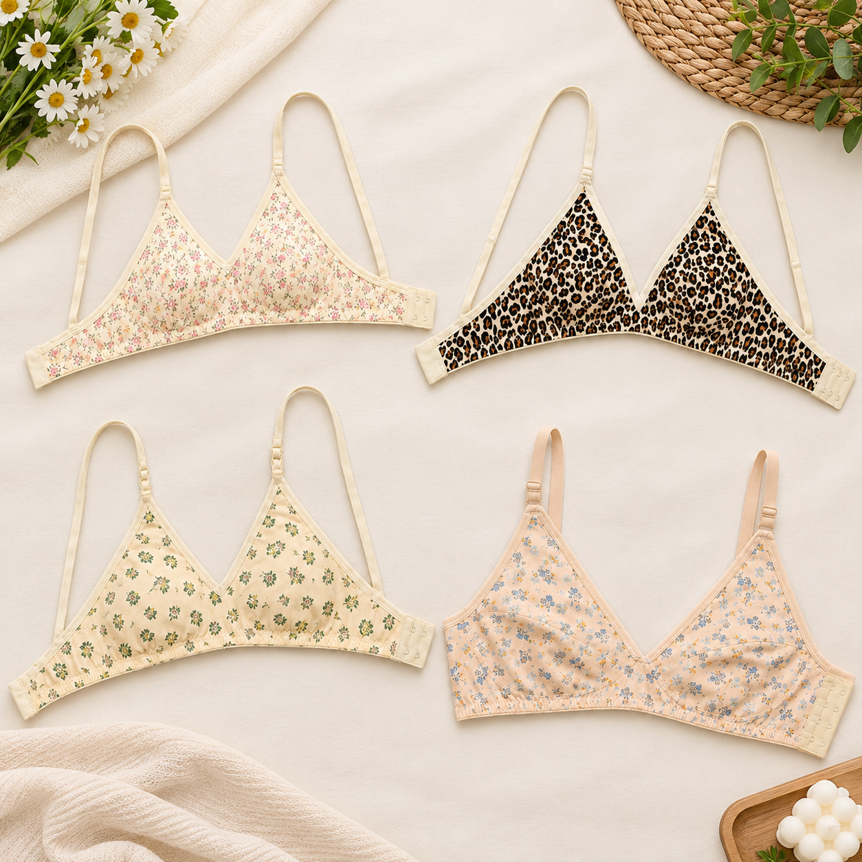 Wania Printed Malai Jersey Bralette – Pack Of 4