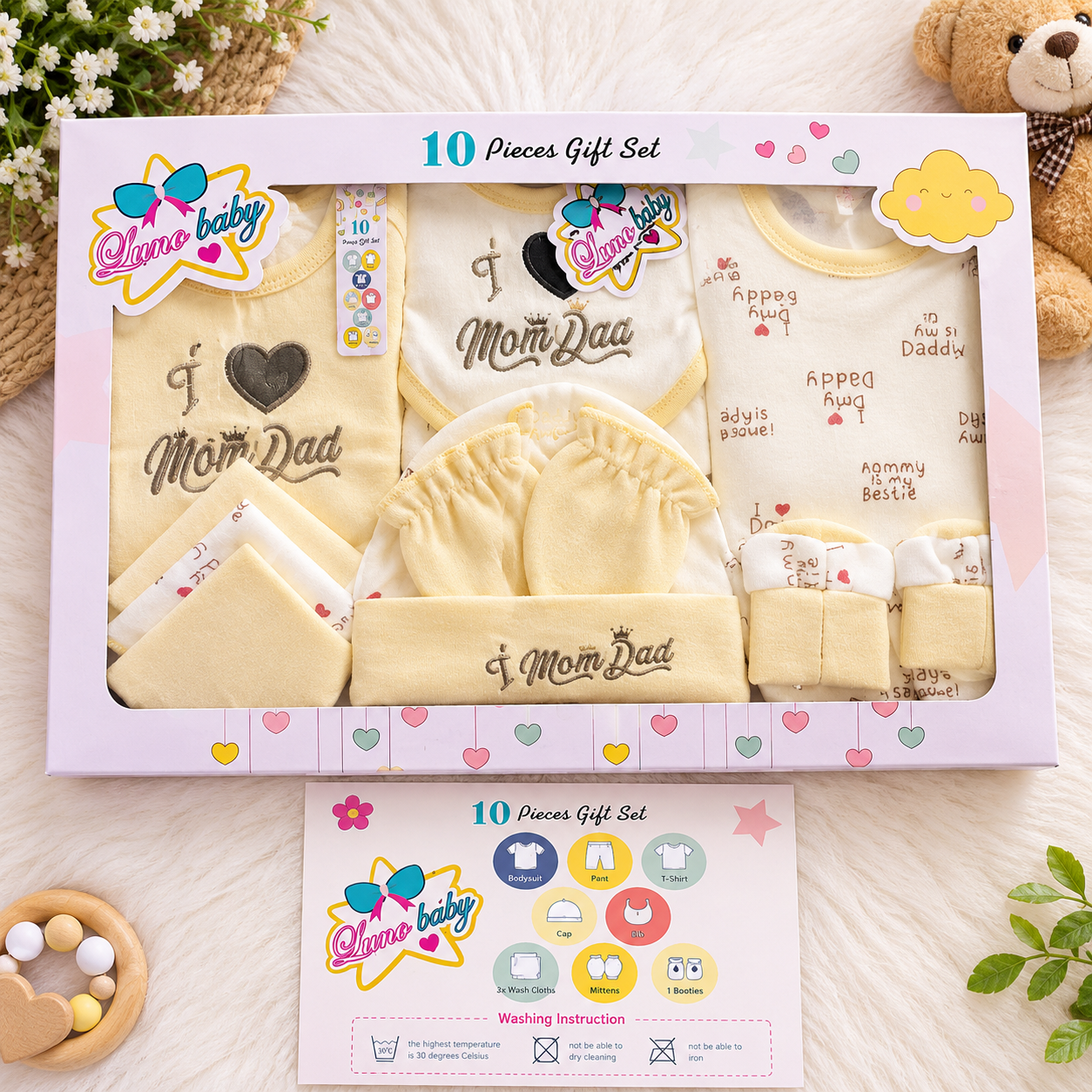 10-Piece Newborn Baby Gift Set – Baby Clothing & Accessories Set