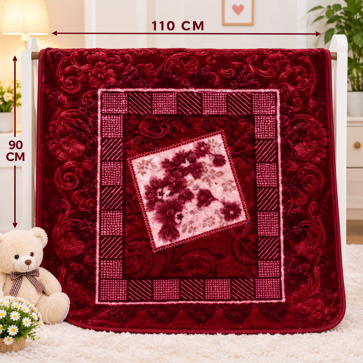 Royal Embossed baby blanket for winter warm comfy beautiful prints and colour embossed