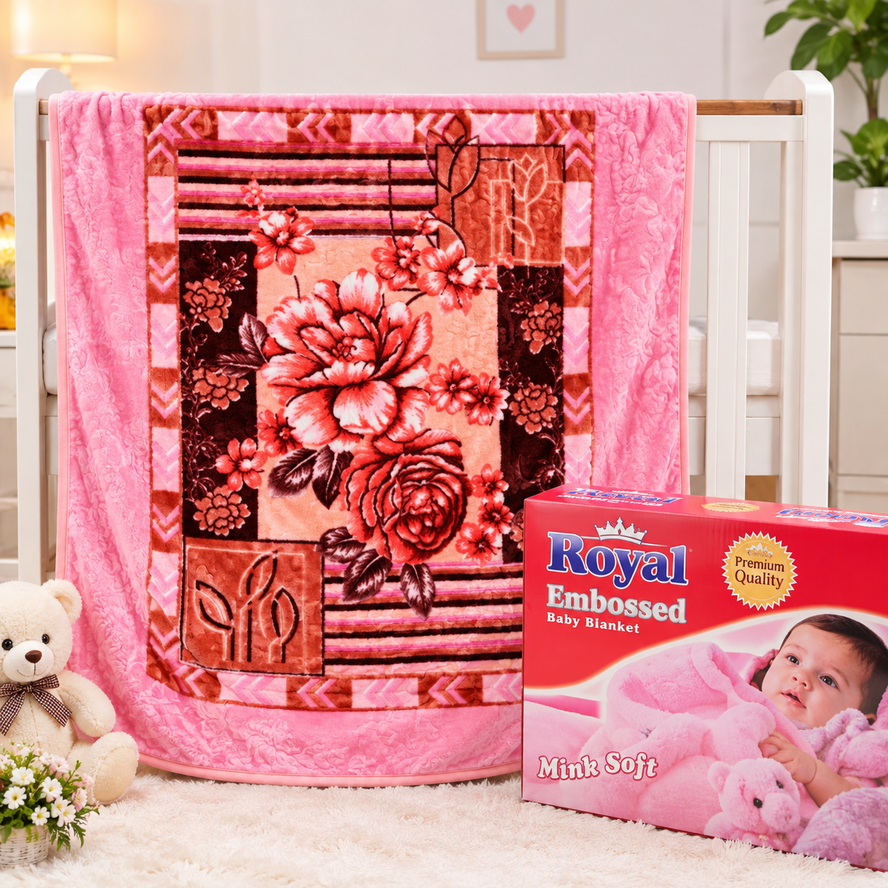 Royal Embossed baby blanket for winter warm comfy beautiful prints and colour embossed