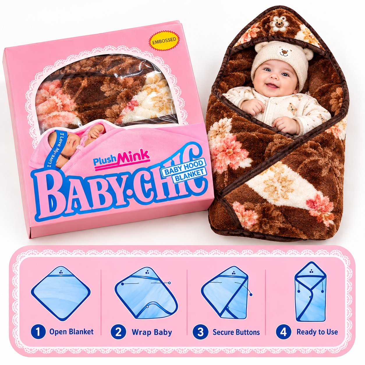Plush Mink Baby Hood Blanket