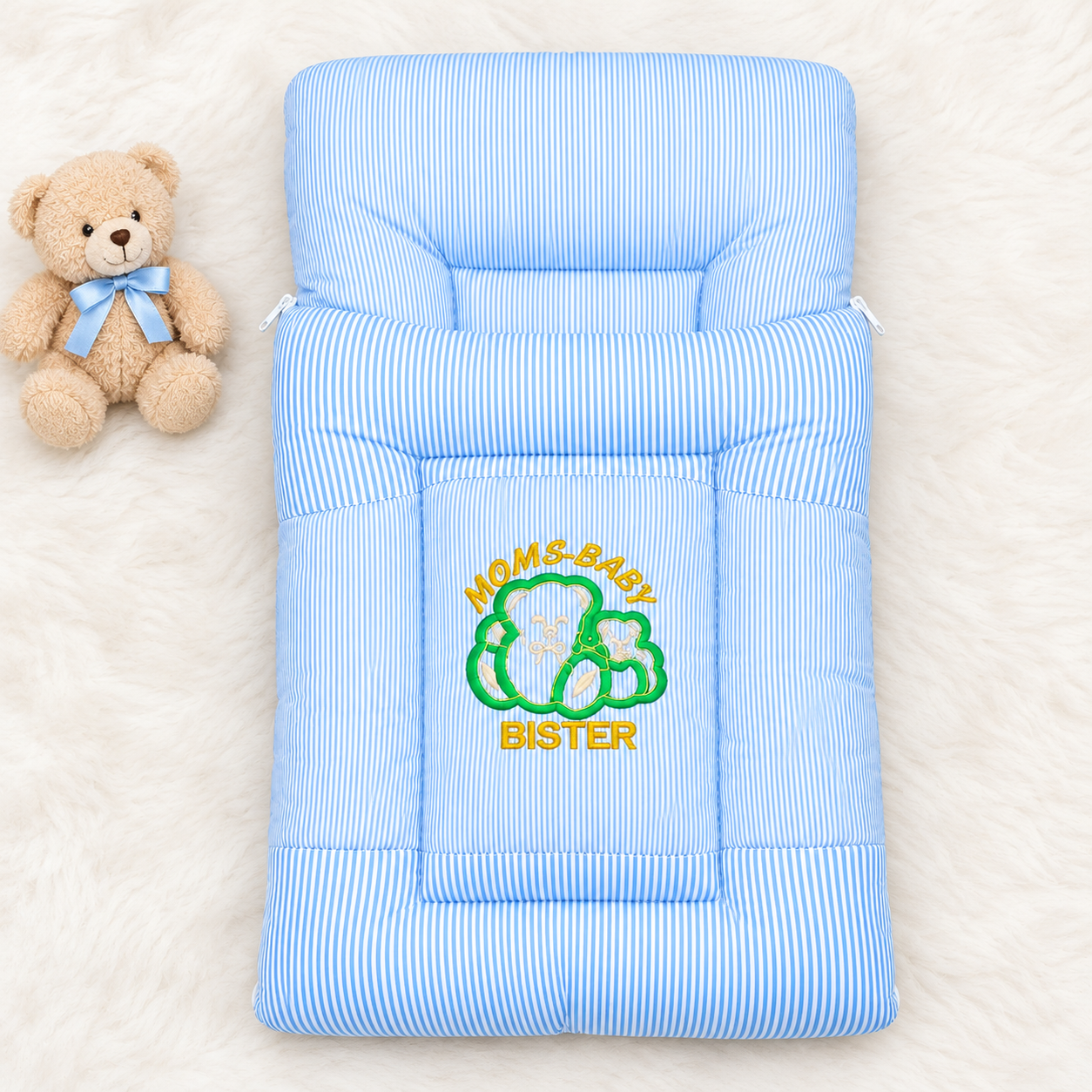 Moms & Baby Bister Striped Baby Sleeping Bag – Soft Cotton Carry Nest