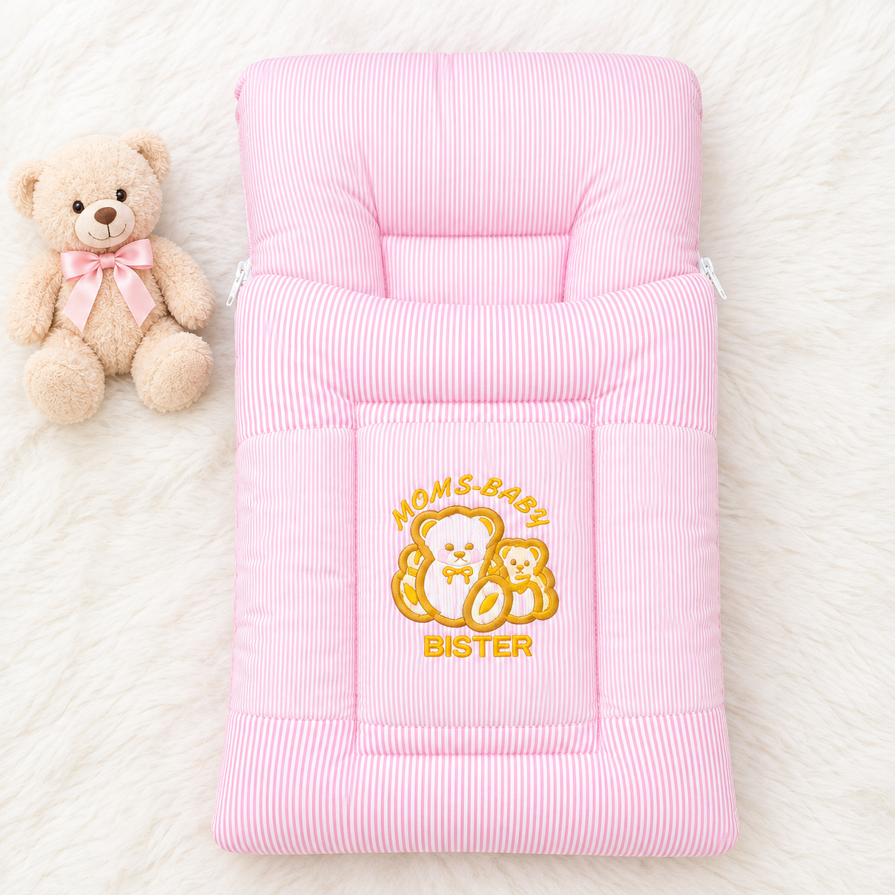 Moms & Baby Bister Striped Baby Sleeping Bag – Soft Cotton Carry Nest
