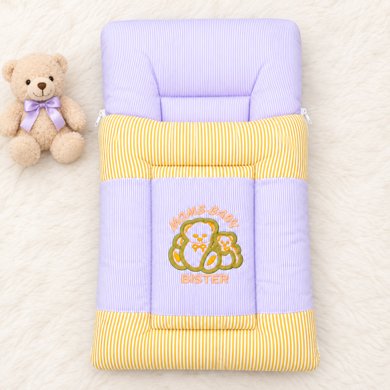 Moms & Baby Bister Striped Baby Sleeping Bag – Soft Cotton Carry Nest