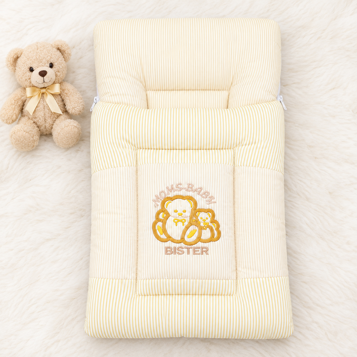 Moms & Baby Bister Striped Baby Sleeping Bag – Soft Cotton Carry Nest